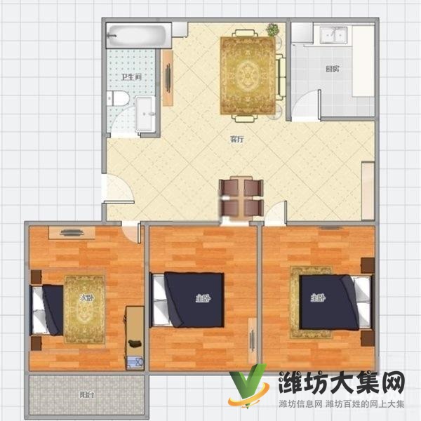 万达北 130平方东方星 三室 精装没住 亚星单