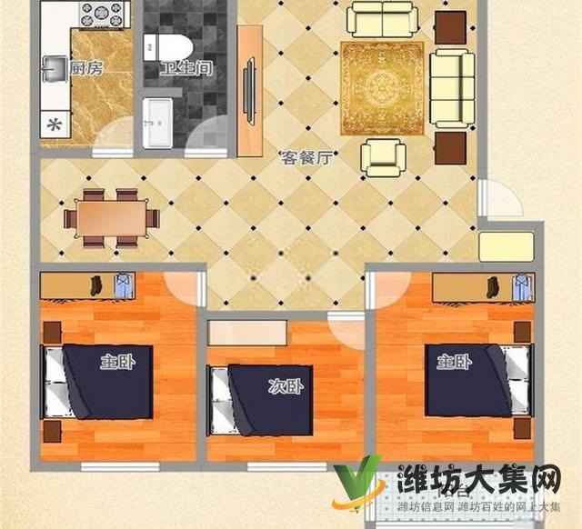 万达近 114平方三友文锦苑精装三室赠送外置阁楼