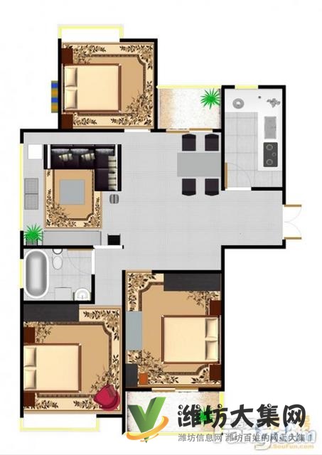 整租 |火车站南广场 荣军花园 多层2楼三室厅双气供暖130