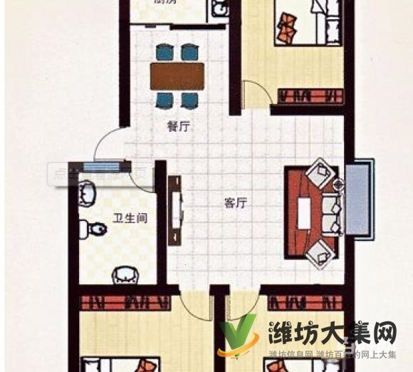 万达 泰华 苇湾社区近3室2厅1卫拎包入住