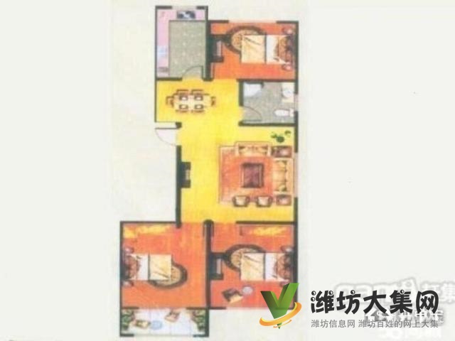 泰华 万达近3室1厅1卫拎包入住