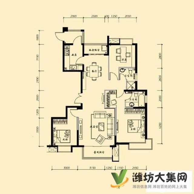东风街上城佳乐家近好楼层143平3室H户型毛坯带车