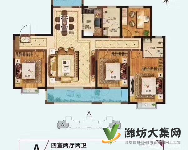 德润绿城海棠园四室带车位储藏室,南北通透户型,看房