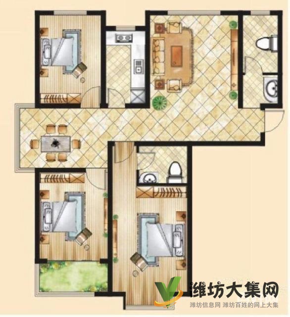 奥体八九近渤景湾大三室两厅,毛坯新房117平婚房急