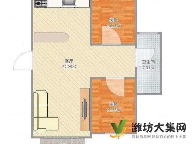 金都家园2室厅明,90平电梯房装修