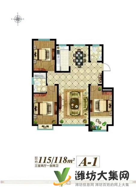 13.5万东埠 南向客厅 2楼 2室 天然气 暖气