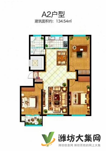 潍城区政府近 凡尔赛丽都 朝阳大客厅 68万一套