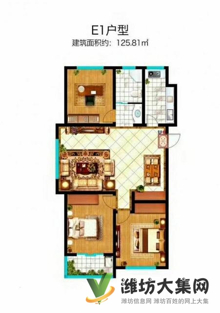 潍城区政府近 凡尔赛丽都 朝阳大客厅 68万一套