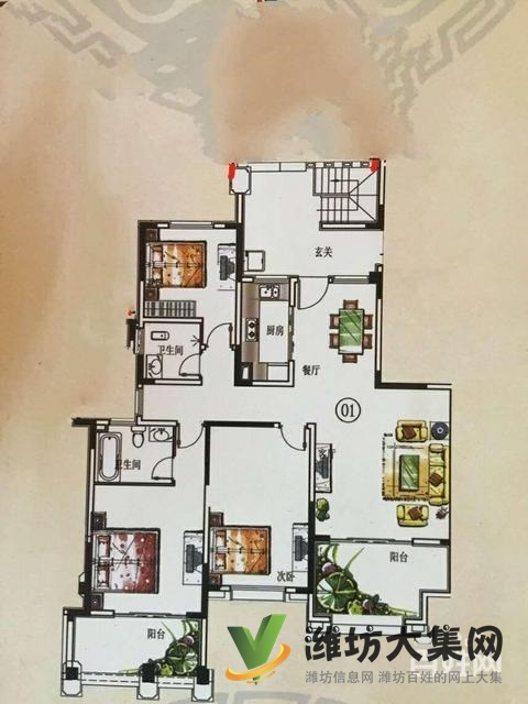 浞河六号,多层电梯二楼西户168平3室2厅2卫,带