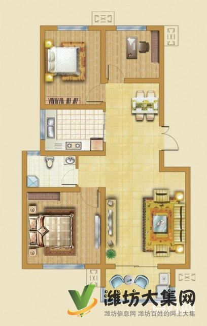 市北区首付低,没钱也能买套小三室,36.8万,抢到