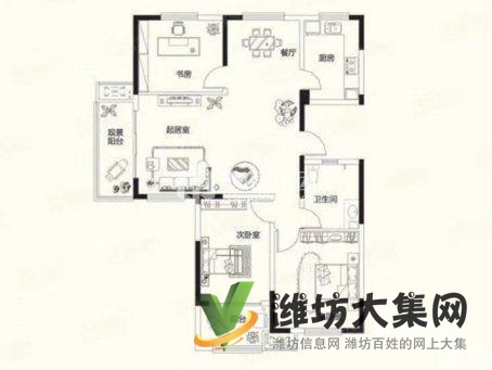圣菲漫步近134平大三室，客厅带窗，吐血价 豪德，
