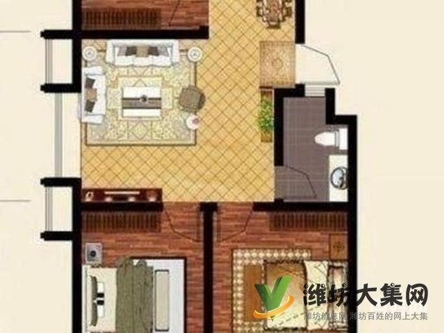 万达 泰华近2室2厅精装修 供暖 全套家具家电 拎包入住