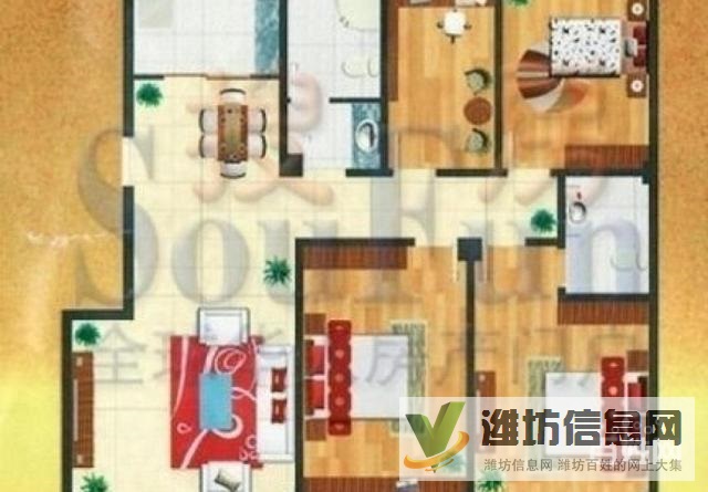 八九军院东邻机关单位房!清平花园多层三楼 四室客厅