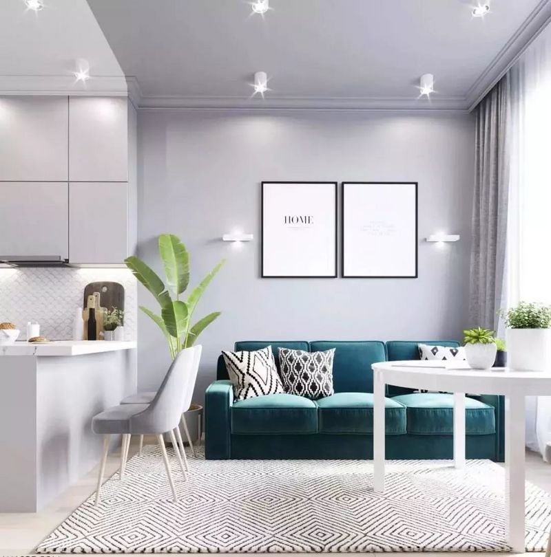 沙发背景墙双幅挂画设计效果图